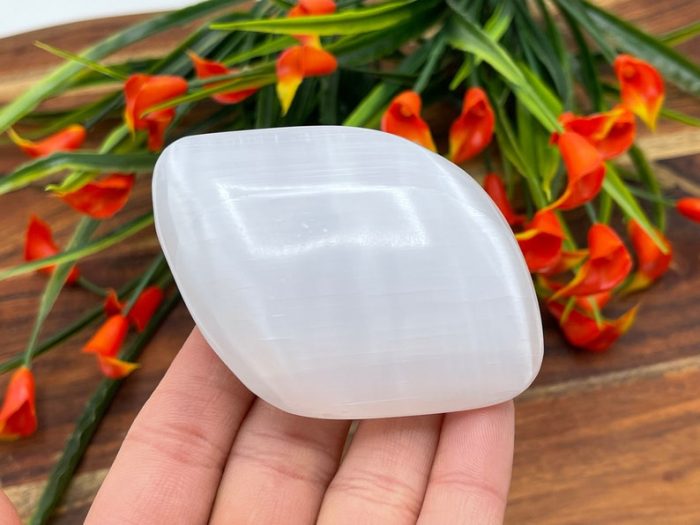 Selenite Palm Stone | Selenite Pocket Stone | Chakra Activator | Reiki Tool | Meditation | Powerful Healer | Selenite Crystal Healing Stone