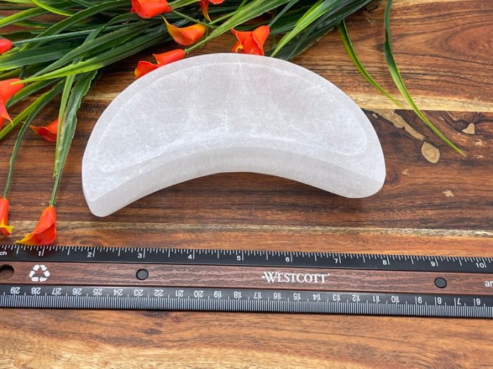 6" Selenite Crescent Moon Shape Charging Bowl | Selenite Charging Station | Chakra Activator | Crystal Cleansing | Powerful Healer | (15 cm)