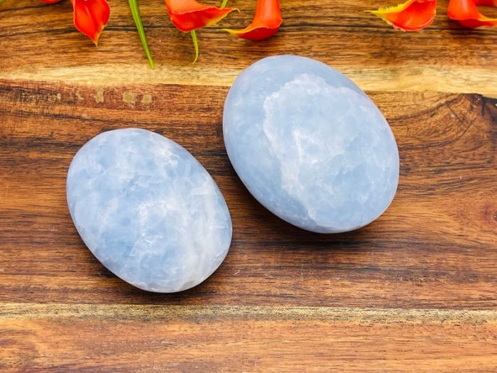 Blue Calcite Palm Stone | Calcite Palm Stone | Polished Stone | Massage Stone | Healing Crystals | Meditation | Handmade | Pocket Stone