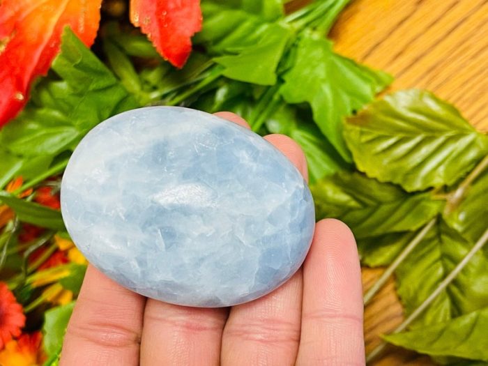 Blue Calcite Palm Stone | Calcite Palm Stone | Polished Stone | Massage Stone | Healing Crystals | Meditation | Handmade | Pocket Stone