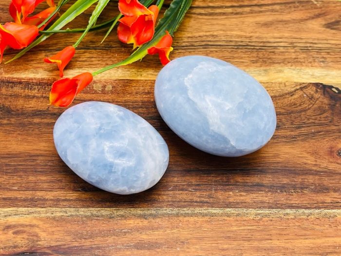 Blue Calcite Palm Stone | Calcite Palm Stone | Polished Stone | Massage Stone | Healing Crystals | Meditation | Handmade | Pocket Stone