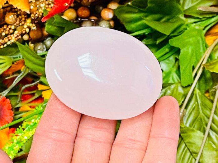 Rose Pink Mangano Fluorescent Calcite Palm Stone | Calcite Palm Stone | Healing Gemstones | Cleansing & Balancing Stone