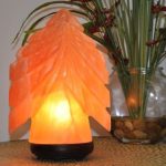 Himalayan Pink Salt Christmas Tree Shape Lamp, Authentic, Dimmer Switch, Wood Base, Night Light, Home Decor, 9" Height