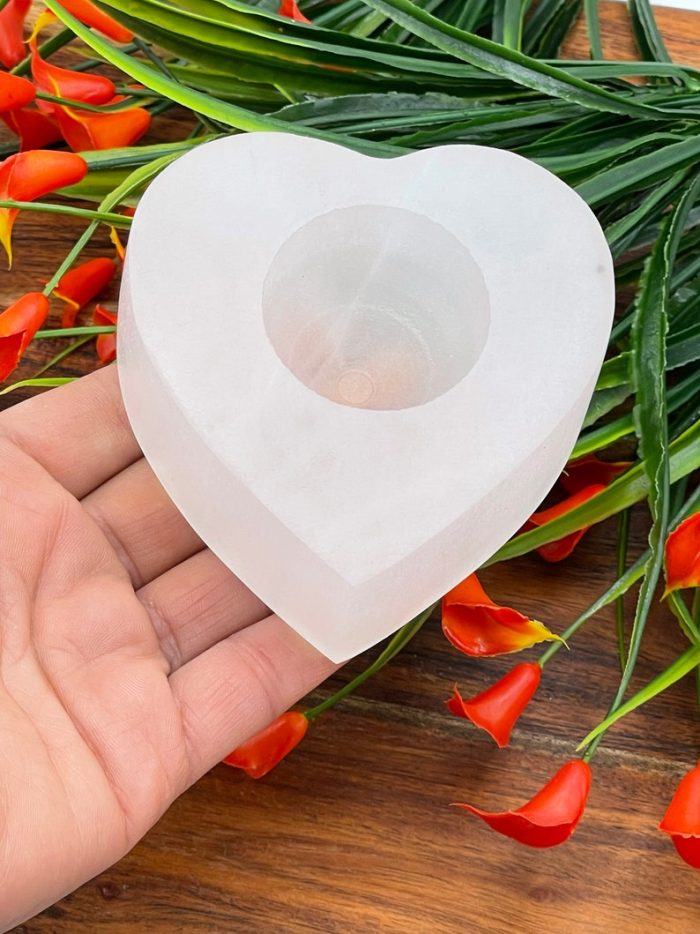 Selenite Tealight Heart Shape Candle Holder | Authentic and Handmade | Home Decor | Soothing & Calming Effects | Holiday Gift