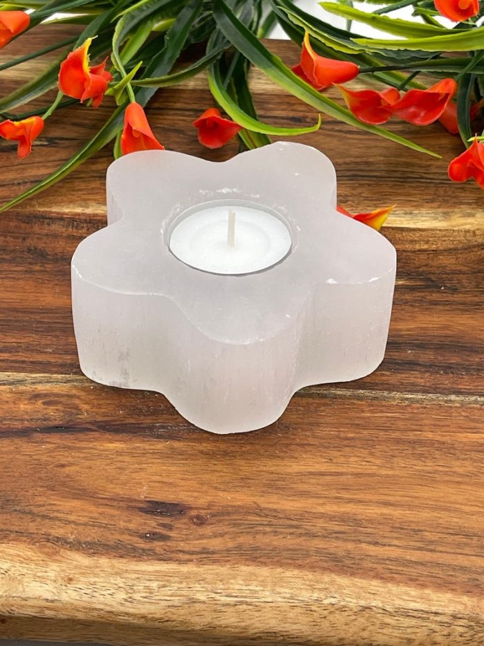 Selenite Tealight Candle Holder | Authentic and Hand Carved | Home Decor | Soothing & Calming Effects