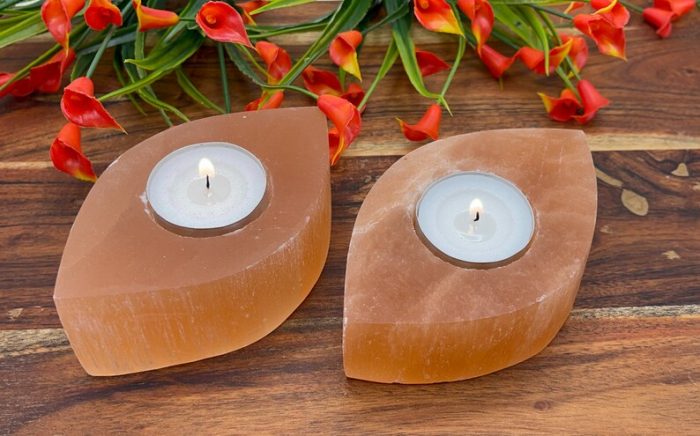 Orange Selenite Tealight Candle Holder | Authentic and Hand Carved | Home Decor | Soothing & Calming Effects