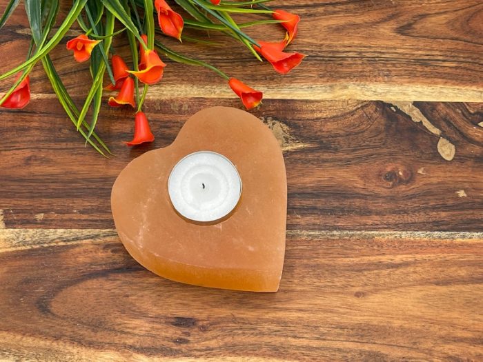 Orange Selenite Tealight Candle Holder | Authentic and Hand Carved | Home Decor | Soothing & Calming Effects