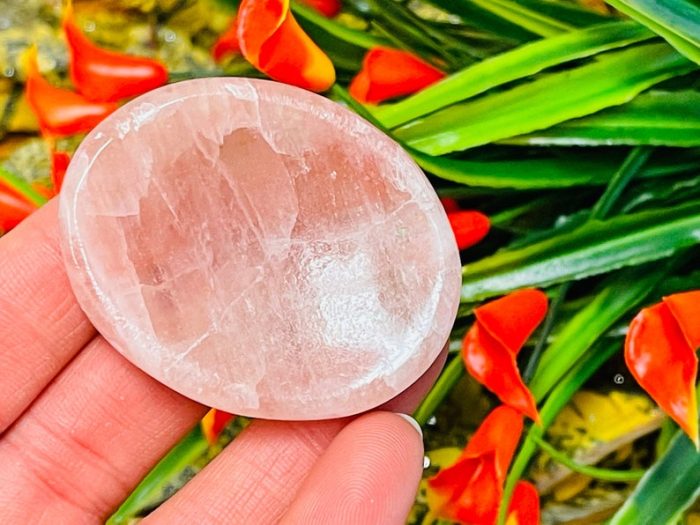 Strawberry Pink Calcite Worry Stones | Calcite Palm stone | Handmade | Polished Gemstone | Healing Crystals | Meditation | Pocket Stones