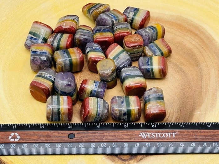 7 Chakra Bonded Tumbled Stones | Polished Tumbled Crystals | Chakra Healing Crystals | Reiki Stone | Metaphysical | Pocket Stone