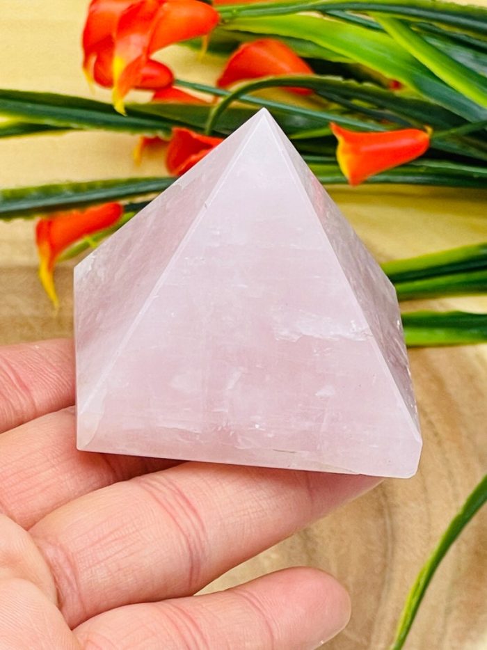 Rose Quartz Pyramid | Pink Rose Quartz Healing Pyramid | Crystal Pyramid | Healing Crystal | Stone of Love | Handmade | 1 inch and 2 inch