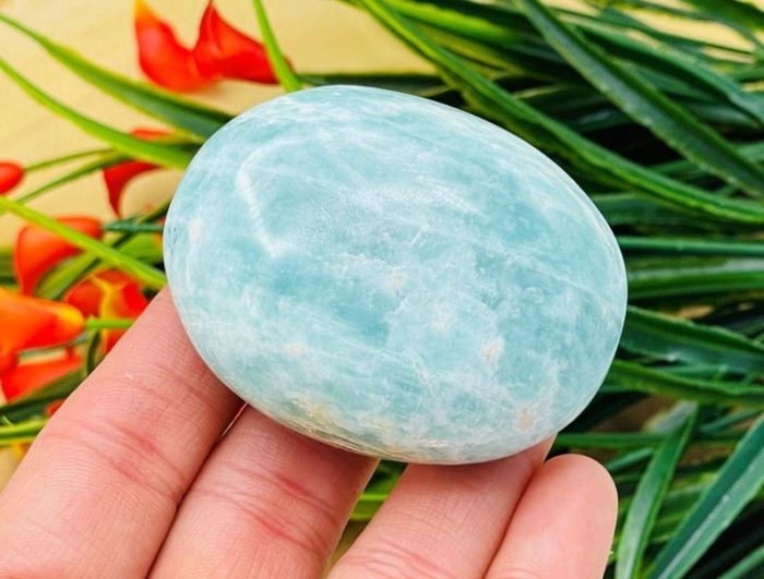 Amazonite Palm Stone | Crystal Healing Palm Stone | Amazonite Pocket Stone | Spa Massage Tool | Stress Reliever | Heart & Throat Chakra