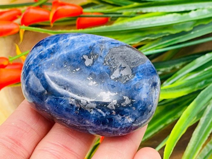 Sodalite Palm Stone | Blue Sodalite Pocket Stone | Handmade | Polished Gemstone | Healing Crystals & Stone | Third Eye Chakra | Chakra Stone