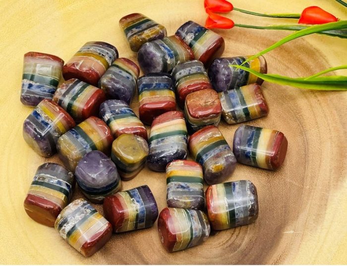 7 Chakra Bonded Tumbled Stones | Polished Tumbled Crystals | Chakra Healing Crystals | Reiki Stone | Metaphysical | Pocket Stone