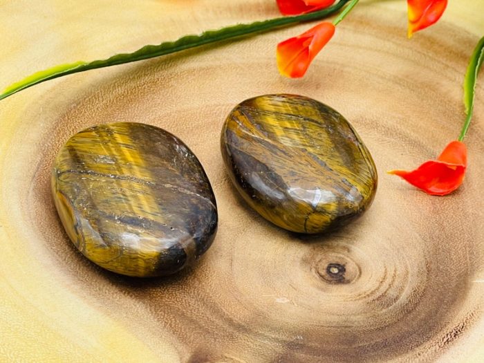 Tiger Eye Palm Stone | Polished Gemstone | Pocket Stones | Handmade Massage Stone | Meditation & Healing Crystal | Stress Reliever