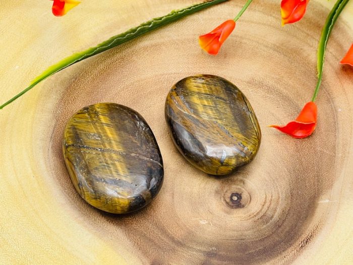 Tiger Eye Palm Stone | Polished Gemstone | Pocket Stones | Handmade Massage Stone | Meditation & Healing Crystal | Stress Reliever