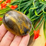 Tiger Eye Palm Stone | Polished Gemstone | Pocket Stones | Handmade Massage Stone | Meditation & Healing Crystal | Stress Reliever
