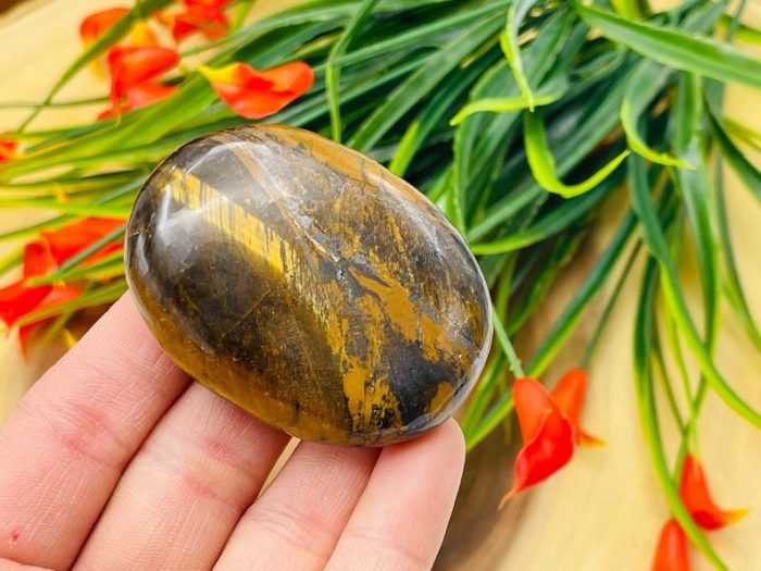 Tiger Eye Palm Stone | Polished Gemstone | Pocket Stones | Handmade Massage Stone | Meditation & Healing Crystal | Stress Reliever