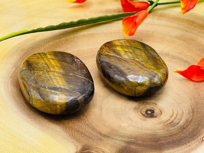 Tiger Eye Palm Stone | Polished Gemstone | Pocket Stones | Handmade Massage Stone | Meditation & Healing Crystal | Stress Reliever