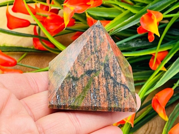 Unakite Pyramid | Unakite Crystal Pyramid | Chakra Stone | Cleansing & Balance | Metaphysical | Hand Polished | Reiki