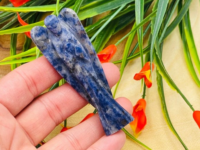 Sodalite Crystal Angel | Crystal Figurine | Standing Statuette | Angelic Reiki | Metaphysical l Healing Sodalite Stone Angel | 1", 2", 3"