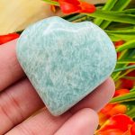 Amazonite Massage Hearts | Crystal Healing Heart | Amazonite Heart Pocket Stone | Spa Massage Tool | Stress Reliever | Heart & Throat Chakra