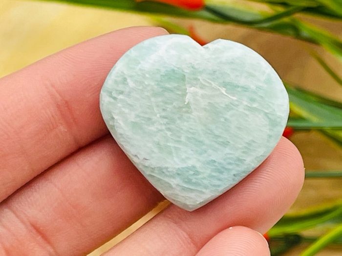 Amazonite Massage Hearts | Crystal Healing Heart | Amazonite Heart Pocket Stone | Spa Massage Tool | Stress Reliever | Heart & Throat Chakra