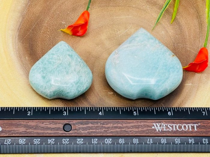 Amazonite Massage Hearts | Crystal Healing Heart | Amazonite Heart Pocket Stone | Spa Massage Tool | Stress Reliever | Heart & Throat Chakra