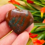 Bloodstone Heart Stone | Heliotrope Stone | Bloodstone Jasper Heart | Gemstone Heart | Stress Reliever Crystal |  Healing Heart Chakra