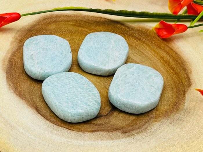 Amazonite Smooth Stone | Crystal Healing Smooth Stone | Amazonite Pocket Stone | Spa Massage Tool | Stress Reliever | Heart & Throat Chakra