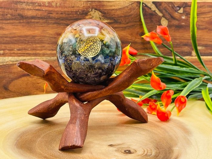 7 Chakra Layered Orgone Sphere with Flower of Life Symbol | Chakra Healing Crystals | Chakra Balancing | Metaphysical | 2.5 inch (65 mm)