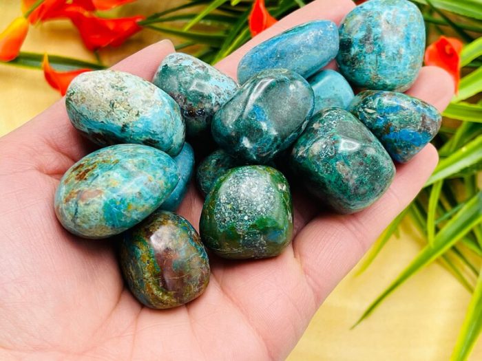 Supreme Quality Chrysocolla Tumbled Stones | Chrysocolla Crystals | Handmade Pocket Stone | Chakra Stones | Reiki | Meditation