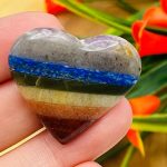 7 Chakra Bonded Heart Stone | Polished Stones | Chakra Healing Crystals | Reiki Chakra Heart | Chakra Balancing |  Metaphysical | 1.5 inch
