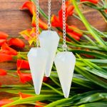 Opalite Crystal Pendulum With Silver Plated Chain | Opalite Point Pendulum | Healing Dowsing Energy Balancing | Faceted