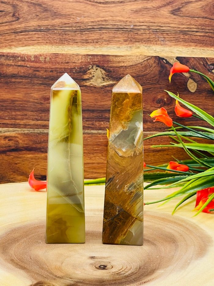 Multi Green Banded Onyx Obelisk | Green Onyx Obelisk | Onyx Crystal Tower | Metaphysical Onyx Pointer | Meditation | Home Decor