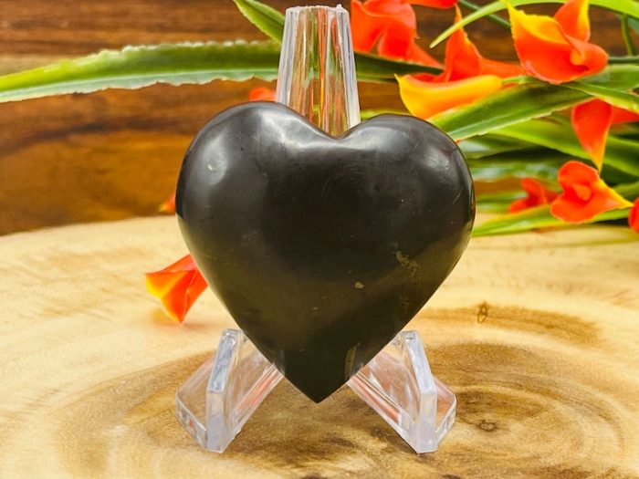 Shungite Heart Stone | Shungite Massage Stone | Pocket Stone | Reiki Tool | Stress Reliever | Highly Energetic Metaphysical | EMF Protection