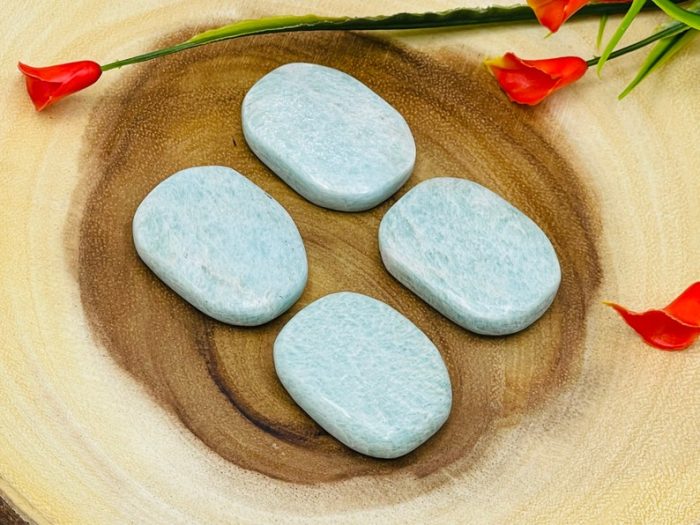 Amazonite Smooth Stone | Crystal Healing Smooth Stone | Amazonite Pocket Stone | Spa Massage Tool | Stress Reliever | Heart & Throat Chakra