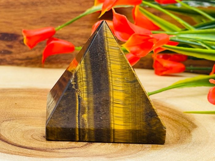 Tiger Eye Pyramid | Tiger Eye Crystal Pyramid | Handmade Pyramid | Good Luck Charm Stone | Stone of Protection | Handmade | Chakra