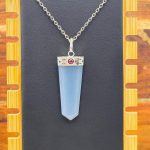 Angelite Crystal Flat Pendant | Chakra Charm Pendant | Grounding Chakra Pendant | Angelite Pendant