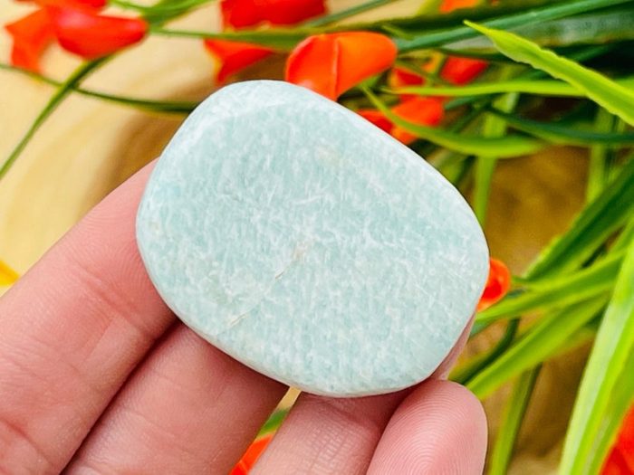 Amazonite Smooth Stone | Crystal Healing Smooth Stone | Amazonite Pocket Stone | Spa Massage Tool | Stress Reliever | Heart & Throat Chakra