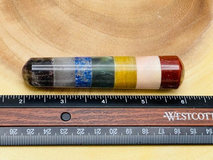 7 Chakra Bonded Healing Wand | Polished Stones | Chakra Healing Crystal Wand | Reiki Stone | Massage Wand | Metaphysical | 4 inch