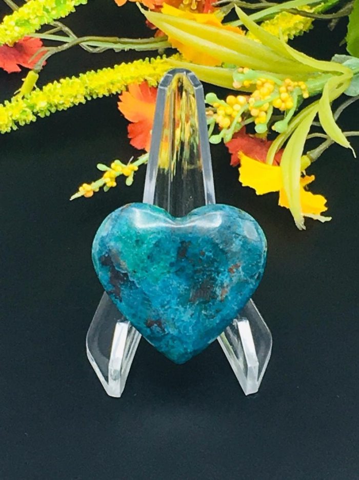 Chrysocolla Heart Stones | Chrysocolla Crystals | Hand Polished Pocket Stone | Chakra Stones | Reiki | Meditation | Massage Heart | 2 inch