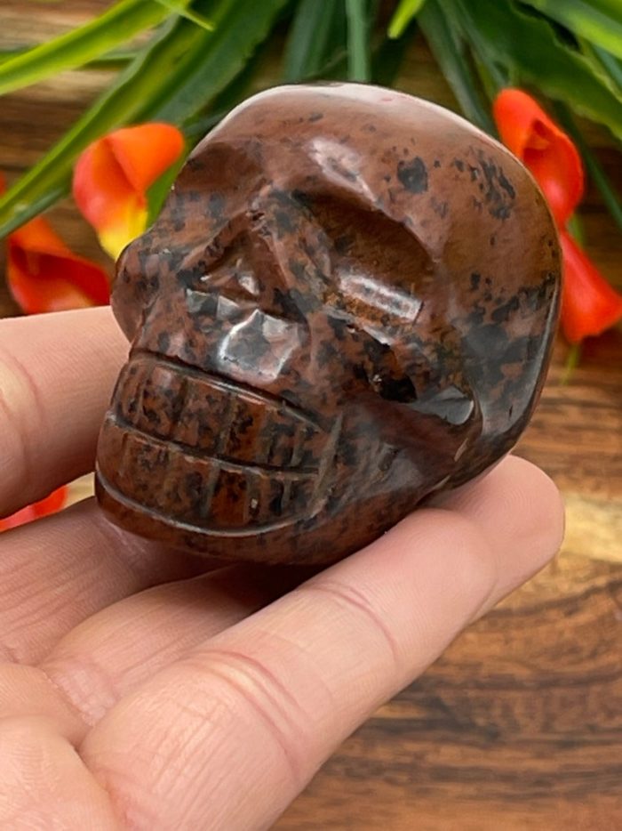 Mahogany Obsidian Skull | Heart Chakra | Crystal Carving | Realistic Details | Healing Crystal | Fine Art Sculpture | Metaphysical Skull