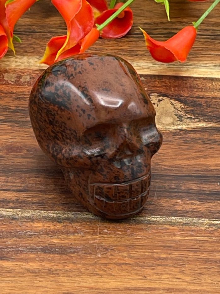 Mahogany Obsidian Skull | Heart Chakra | Crystal Carving | Realistic Details | Healing Crystal | Fine Art Sculpture | Metaphysical Skull