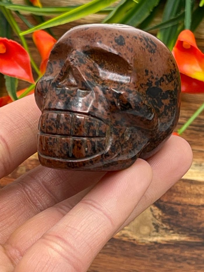 Mahogany Obsidian Skull | Heart Chakra | Crystal Carving | Realistic Details | Healing Crystal | Fine Art Sculpture | Metaphysical Skull