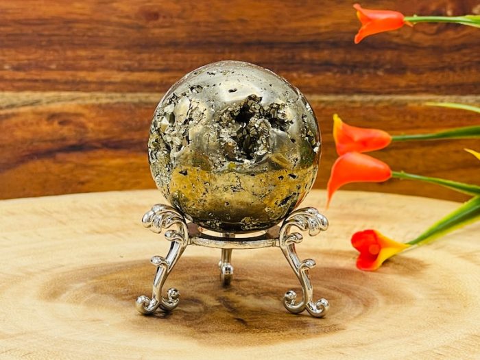 Pyrite Crystal Sphere | Fools Gold | Pyrite Sphere | Healing | Powerful Protection | Mental Stability | Strength & Stamina | 2" (50 mm)