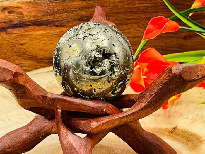 Pyrite Crystal Sphere | Fools Gold | Pyrite Sphere | Healing | Powerful Protection | Mental Stability | Strength & Stamina | 2" (50 mm)