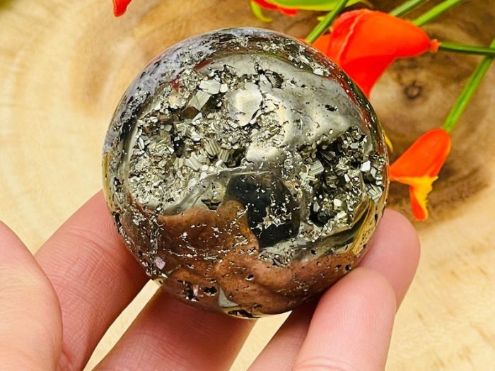 Pyrite Crystal Sphere | Fools Gold | Pyrite Sphere | Healing | Powerful Protection | Mental Stability | Strength & Stamina | 2" (50 mm)