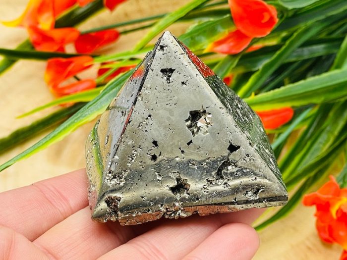 Pyrite Crystal Pyramid, Fools Gold, Pyrite Pointer, Healing Crystal, Powerful Protection Stone, Mental Stability, Strength & Stamina