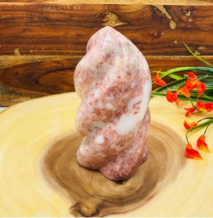 Strawberry Pink Onyx Flame Shape Crystal | Free Form Onyx Crystal | Home Decor | Healing Crystal | Crystal Gemstone | Hand Carved