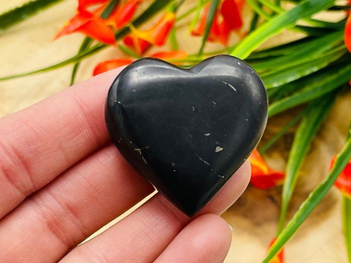 Shungite Heart Stone | Shungite Massage Stone | Pocket Stone | Reiki Tool | Stress Reliever | Highly Energetic Metaphysical | EMF Protection